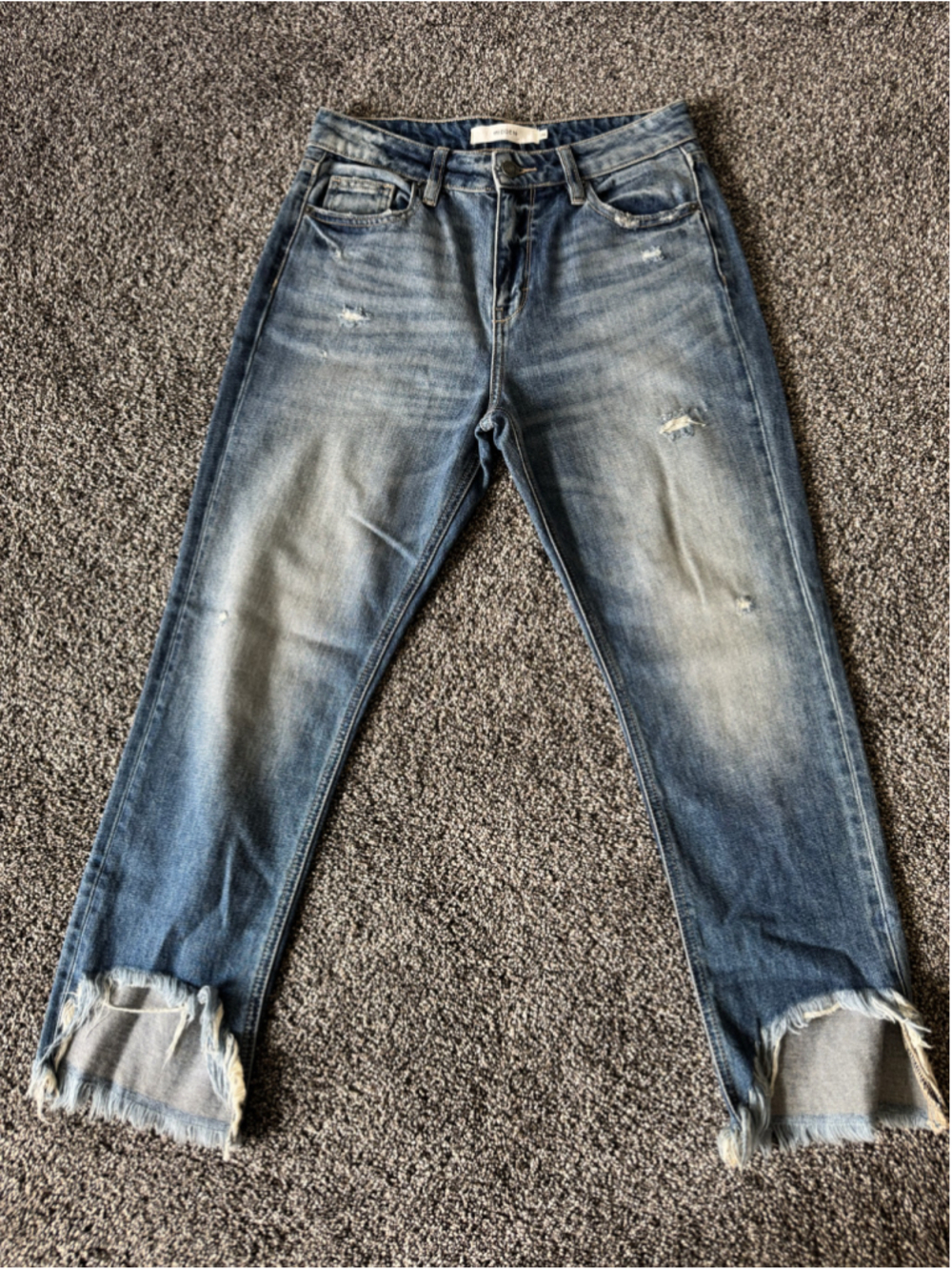 Hidden Jeans Ankle Cropped Distressed Blue Denim Zoey Mom Fit Size 26 NWT